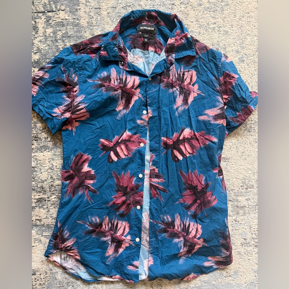 Bonobos Blue and Pink Floral Riviera Shirt